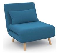IDMarket - Sillón Convertible Romeo cama supletoria 1 plaza 80x190 cm Tela Azul Pato