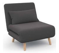 IDMarket - Sillón Convertible Romeo cama supletoria 1 plaza 80x190 cm Tela Gris Antracita