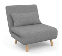 IDMarket - Sillón Convertible Romeo cama supletoria 1 plaza 80x190 cm Tela Gris Claro