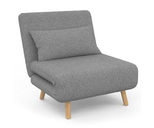 IDMarket - Sillón Convertible Romeo cama supletoria 1 plaza 80x190 cm Tela Gris Claro