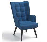 IDMarket - Sillón escandinavo ANIA de terciopelo azul