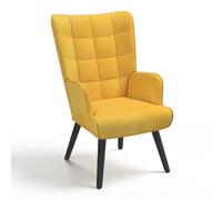 IDMarket - Sillón escandinavo ANIA Terciopelo Amarillo