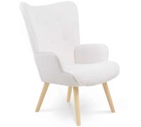 IDMarket - Sillón escandinavo Ivar en tejido de pelo de cabra blanco