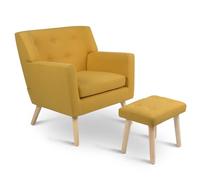 IDMarket - Sillón escandinavo LIV con respaldo de patas de tela amarilla
