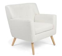 IDMarket - Sillón escandinavo LIV de tela de pelo de cabra blanco