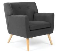 IDMarket - Sillón escandinavo LIV de tela gris antracita