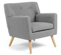 IDMarket - Sillón escandinavo LIV de tela gris jaspeado