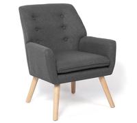IDMarket - Sillón escandinavo NAT de tela gris antracita