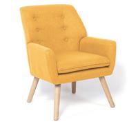IDMarket - Sillón escandinavo NAT en tejido de color amarillo mostaza