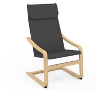 IDMarket - Sillón NILS Madera Forma Haya y Cojín Tela Gris
