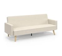 IDMarket - Sofá cama escandinavo recto LARS de 3 plazas de pana beige