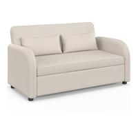 IDMarket - Sofá recto de 2 plazas convertible Noah en tejido beige