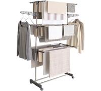 IDMarket - Tendedero Acero Inoxidable Maxima Gris étendoir Plegable h.145 cm