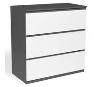 IDMarket TOMI - Cajonera 3 cajones 78 cm madera gris y blanco