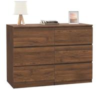 IDMarket TOMI - Cajonera 6 cajones 110 cm efecto nogal