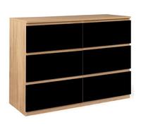 IDMarket TOMI - Cajonera 6 cajones 110 cm madera forma haya y negro