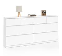 IDMarket TOMI - Cajonera 8 cajones 160 cm, madera blanca