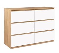 IDMarket TOMI - Cómoda de 6 cajones 110 cm, madera de haya, blanca
