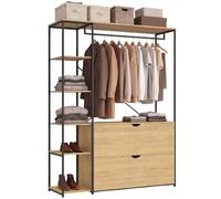 IDMarket - Vestidor armario estantes L. 113 cm DETROIT 2 cajones de diseño industrial