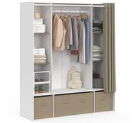 IDMarket - Vestidor doble armario Diane 140 x 45 x 167 cm, color blanco y topo