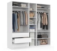 IDMarket - Vestidor modular TAYLOR 200 x 55 x 200 cm 3 módulos con armarios + estantes + cajones blanco