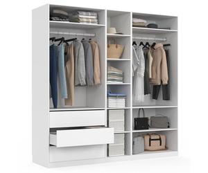 IDMarket - Vestidor modular TAYLOR 200 x 55 x 200 cm 3 módulos con armarios + estantes + cajones blanco