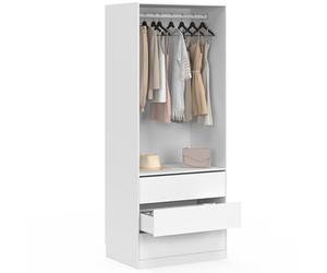 IDMarket - Vestidor TAYLOR 80 x 55 x 200 cm 1 módulo con armario + 3 cajones blanco
