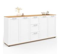 IDMarket VITO XXL - Aparador de 180 cm, 4 puertas con 3 cajones, madera y blanco