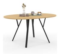 IDMarket YSEULT - Mesa de comedor extensible redonda para 4-8 personas, madera y negro, diseño industrial 110-150 cm