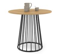 IDMarket Yuna - Mesa de comedor redonda para 4 personas, bandeja de madera y pie con cable de metal, 80 cm, color negro