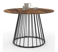 IDMarket Yuna - Mesa de comedor redonda para 6 personas, bandeja de madera oscura Hawkins y negro, 110 cm