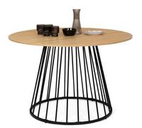 IDMarket Yuna - Mesa de comedor redonda para 6 personas, bandeja de madera y pie con cable, metal, 110 cm, color negro