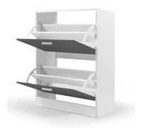 IDMarket - Zapatero 12 pares KLARK blanco 2 puertas grises