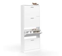 IDMarket - Zapatero con 4 puertas blanco