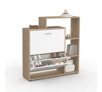 idmarket - Zapatero de imitación haya 2 puertas blancas con estante