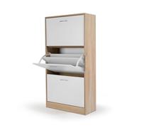 IDMarket - Zapatero KLARK imitación haya 3 puertas blancas