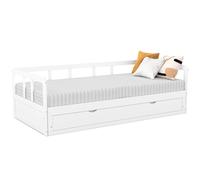 IDMarket Zoya Convertible Cama Banqueta 90 x 190 cm, 180 x 190 cm, color blanco con 1 cajón de almacenamiento