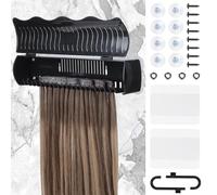 IDN BEAUTY Soporte para extensiones de pelo para peinar, 4 modos de instalación con herramienta, soporte de extensión de pelo negro diseñado para sujetar tus extensiones de forma segura para lavar