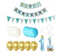 IDNVFY 1 Conjunto De Globos Temáticos De 1 Año Y 1 Banner De Cumpleaños, Globos Decorativos Creativos, Letras Minimalistas Dibujan Banderas, Decoraciones De Fiestas para Niños.