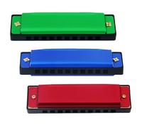 IDNVFY 3 Piezas De Armónica De 10 Orificios Y 20 Tonos, Armónica para Principiantes, Qin para Niños, Instrumento Musical Educativo, Adecuado para Niños, Adultos, Principiantes(Azul, Rojo, Verde).