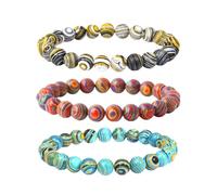 IDNVFY 3 Piezas De Pulsera De Muestra De Pavo Real, Pulsera De Piedra Natural, Pulsera Elástica, Pulsera De Perlas para Mujeres, Ropa Y Accesorios De Ropa.