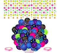 IDNVFY 50 Piezas De Globos Fluorescentes, 2, 5 M La Bandera, 2 Roles De Ligamentos, Decoraciones De Fiestas Brillantes, Decoraciones Creativas, Arreglo De Fiesta.
