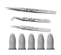 IDNVFY Juego De Pinzas Industriales De Acero Inoxidable De 3 Piezas, Juegos De Dedos Antieléctricos Y Anticorte De 5 Piezas, Adecuados para Investigaciones De Laboratorio.