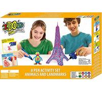 IDO3D ULTRA-IDO3D Ultra-Juego de 8 bolígrafos-Animales del zoológico y monumentos, Multicolor, Talla única (Flair Leisure Products DD002000)