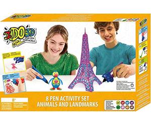 IDO3D Ultra - Juego de 8 bolígrafos - Animales del zoológico y Lugares de interés, CREA Artes y Manualidades 3D, Suministros de Dibujo y Pintura