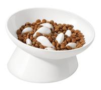 IDOGCHEW Comedero lento para gatos, cuenco de cerámica inclinado y elevado para evitar el engullido, antivómitos, comida húmeda, comida seca, alimentación lenta y saludable, cuencos elevados para