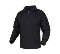 IDOGEAR Camisa de Combate G3 para Hombre con Coderas, Camisas rápidas de 1/4 con Cremallera de Manga Larga (Black, Medium)
