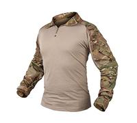IDOGEAR Camisa de Combate G3 para Hombre con Coderas, Camisas rápidas de 1/4 con Cremallera de Manga Larga, Ropa táctica Militar Airsoft con Bolsillos (Multi-Camo, Medium)