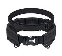 IDOGEAR Cinturón Táctico Cinturones de Combate Molle de 2" con Cinturón Interior de 1,75" Cinturones de Hebilla de Metal de Liberación Rápida de Batalla Gancho y Bucle Ajustable(Black,Small)