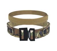 IDOGEAR Molle Battle Belt 2 pulgadas de liberación rápida Rigger Cinturón de combate con 1,5 pulgadas de gancho interior del cinturón y el bucle (L, Multi-camo)